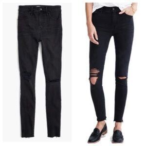Madewell 9" High-Rise Skinny Jeans Black Raw Hem Women’s 27